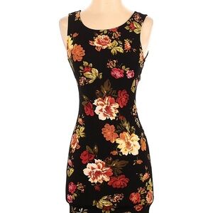 Ambiance Black Floral Scoop Neck Mini Dress